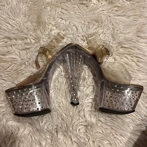 Clear stilettos with stones